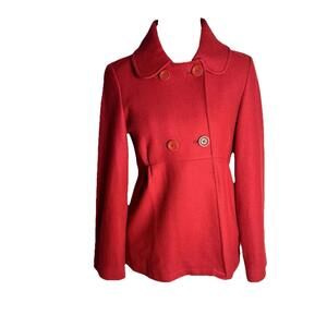 Vintage Gap Wool Red Peacoat Empire Waist Peplum Double Breasted  Sz S